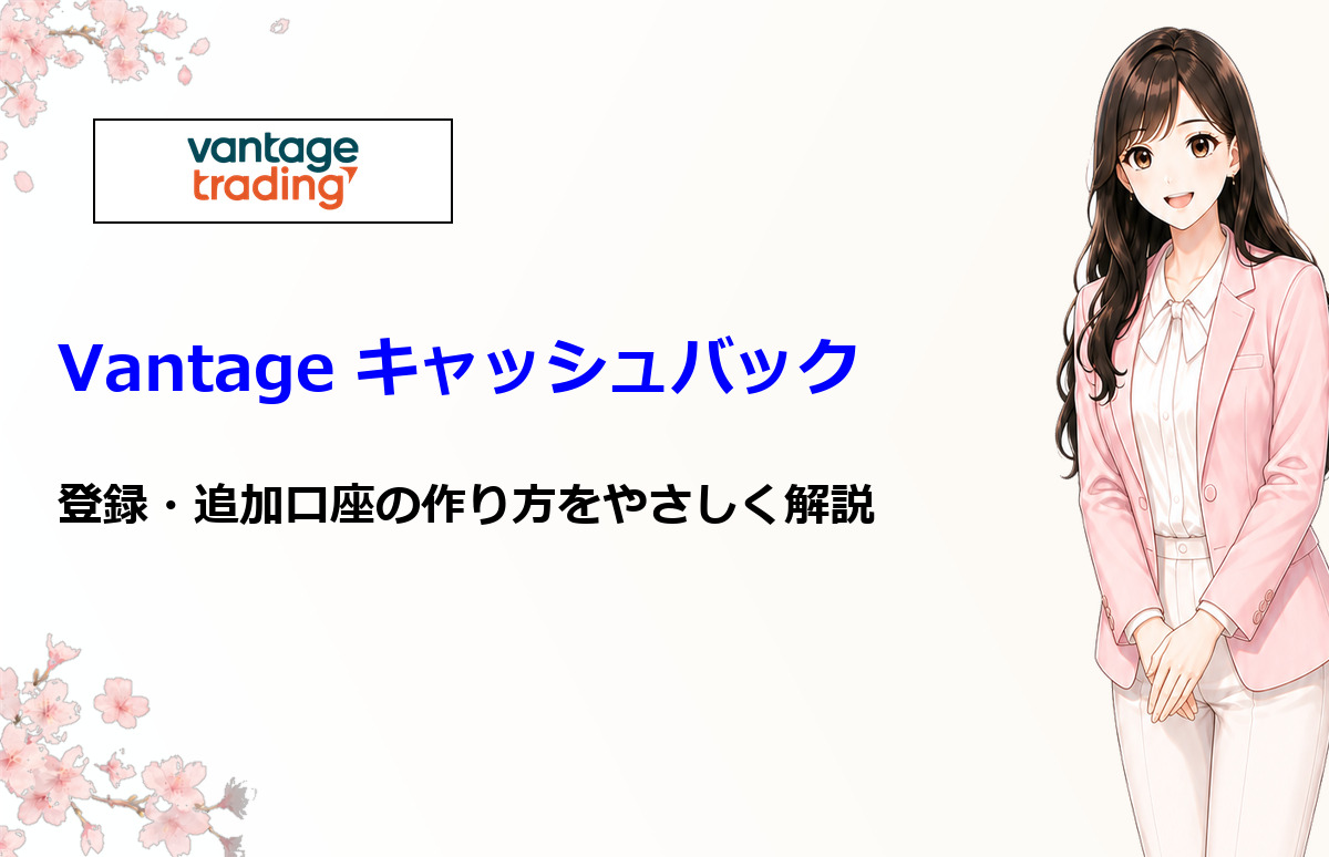 Vantage Tradingでキャッシュバックを受け取る方法と追加口座作成を解説する画像